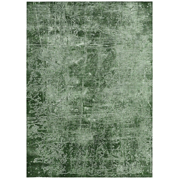 10' X 14' Emerald Abstract Washable Non Skid Indoor Outdoor Area Rug - GreatEagleInc