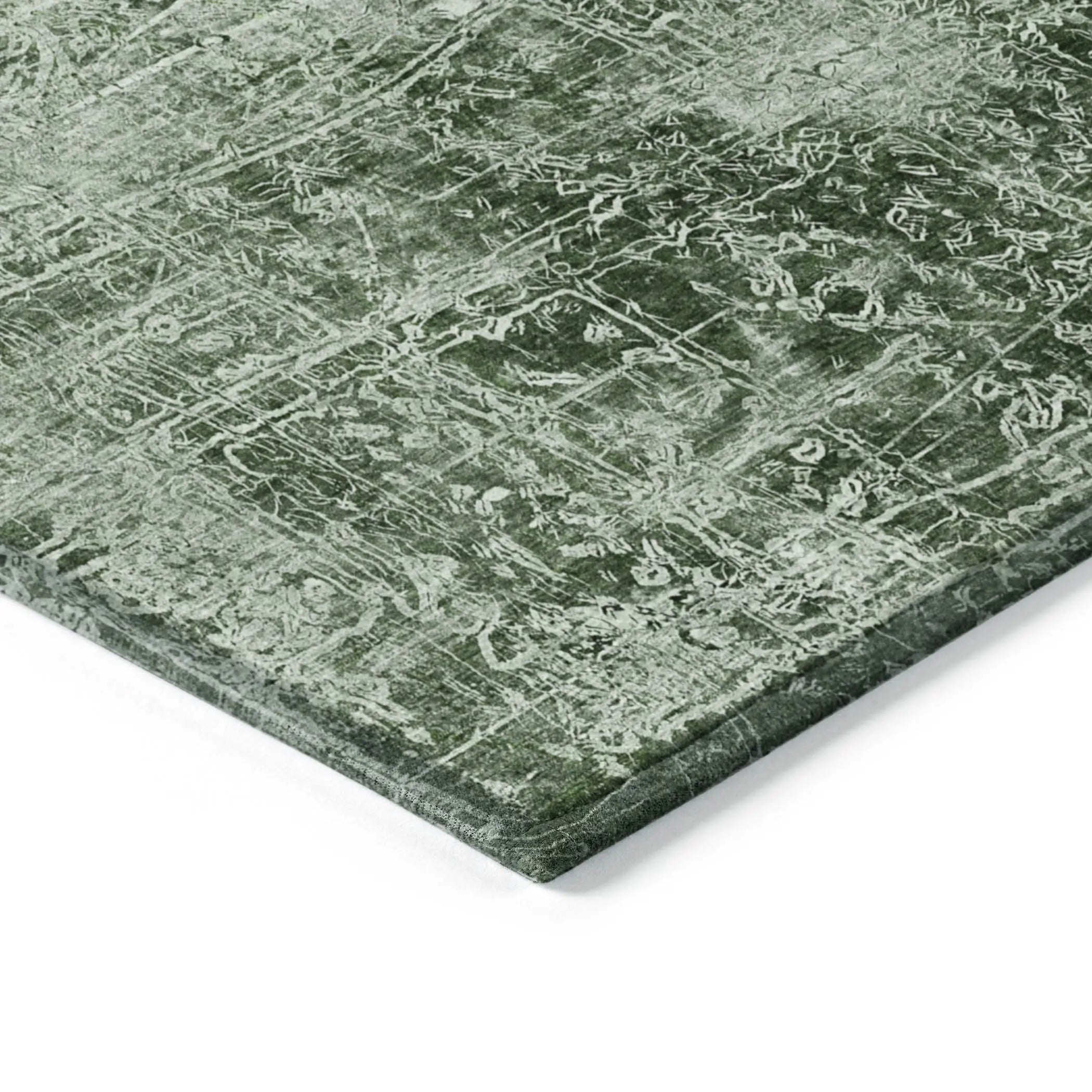 10' X 14' Emerald Abstract Washable Non Skid Indoor Outdoor Area Rug - GreatEagleInc