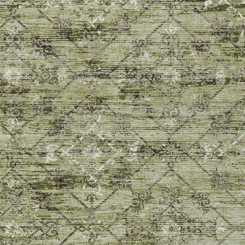 10' X 14' Fern Green And Brown Geometric Washable Indoor Outdoor Area Rug Homeroots Outdoor