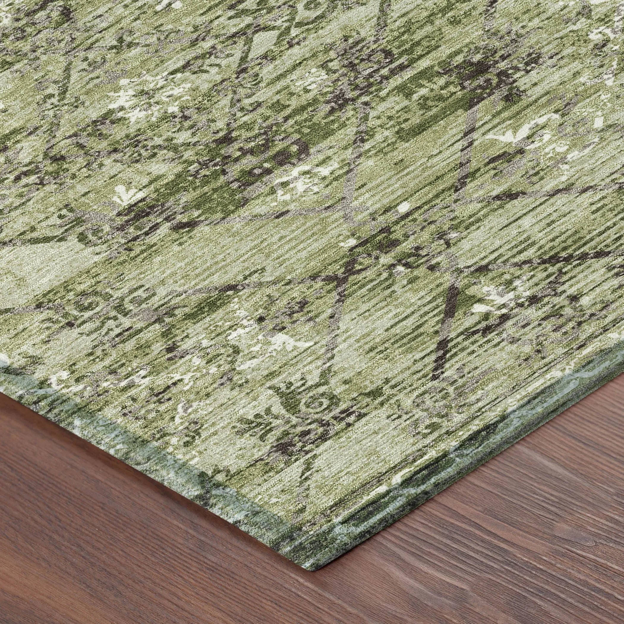 10' X 14' Fern Green And Brown Geometric Washable Indoor Outdoor Area Rug Homeroots Outdoor