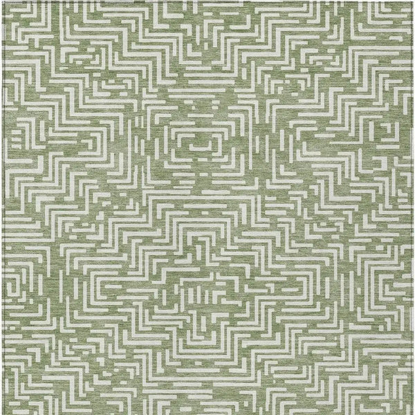 10' X 14' Fern Green And Copper Geometric Washable Indoor Outdoor Area Rug Homeroots Outdoor