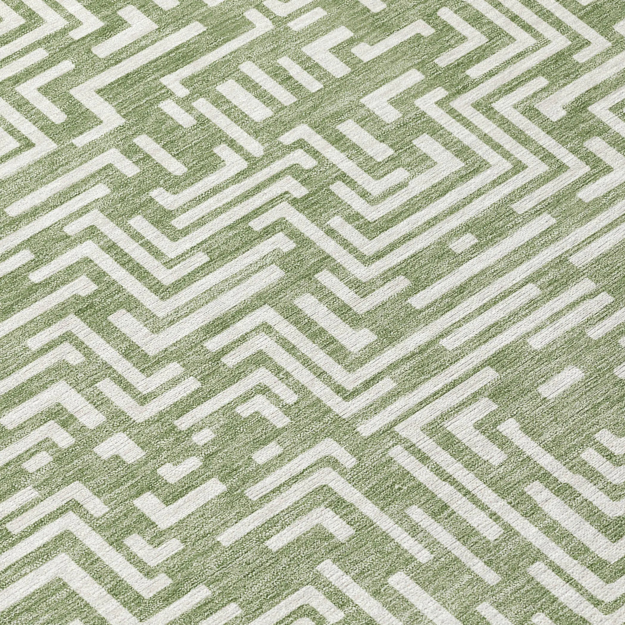 10' X 14' Fern Green And Copper Geometric Washable Indoor Outdoor Area Rug Homeroots Outdoor