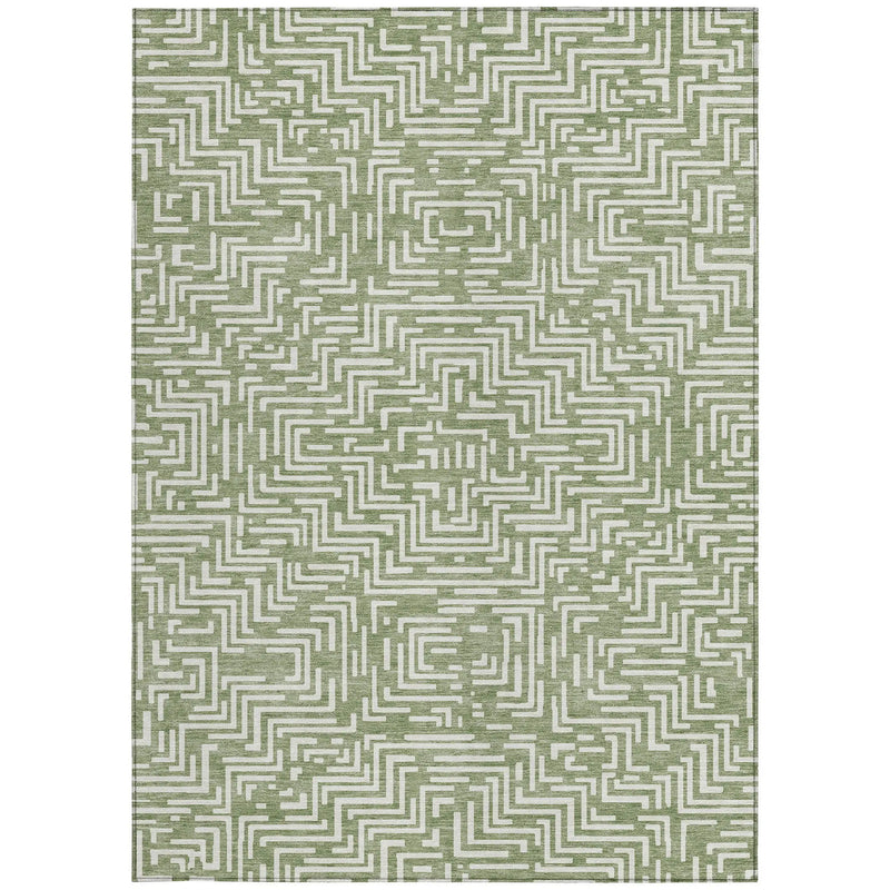 10' X 14' Fern Green And Copper Geometric Washable Indoor Outdoor Area Rug Homeroots Outdoor