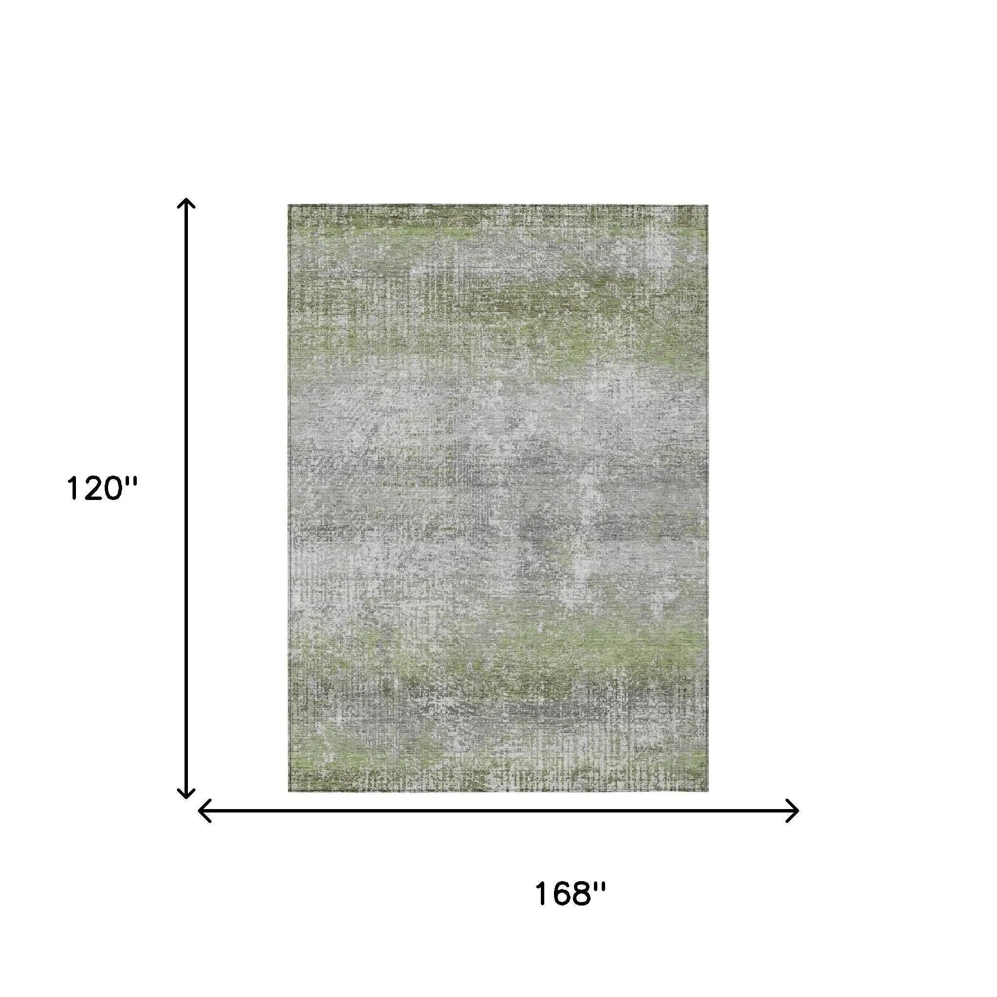 10' X 14' Fern Green And Green Abstract Washable Indoor Outdoor Area Rug Homeroots Outdoor