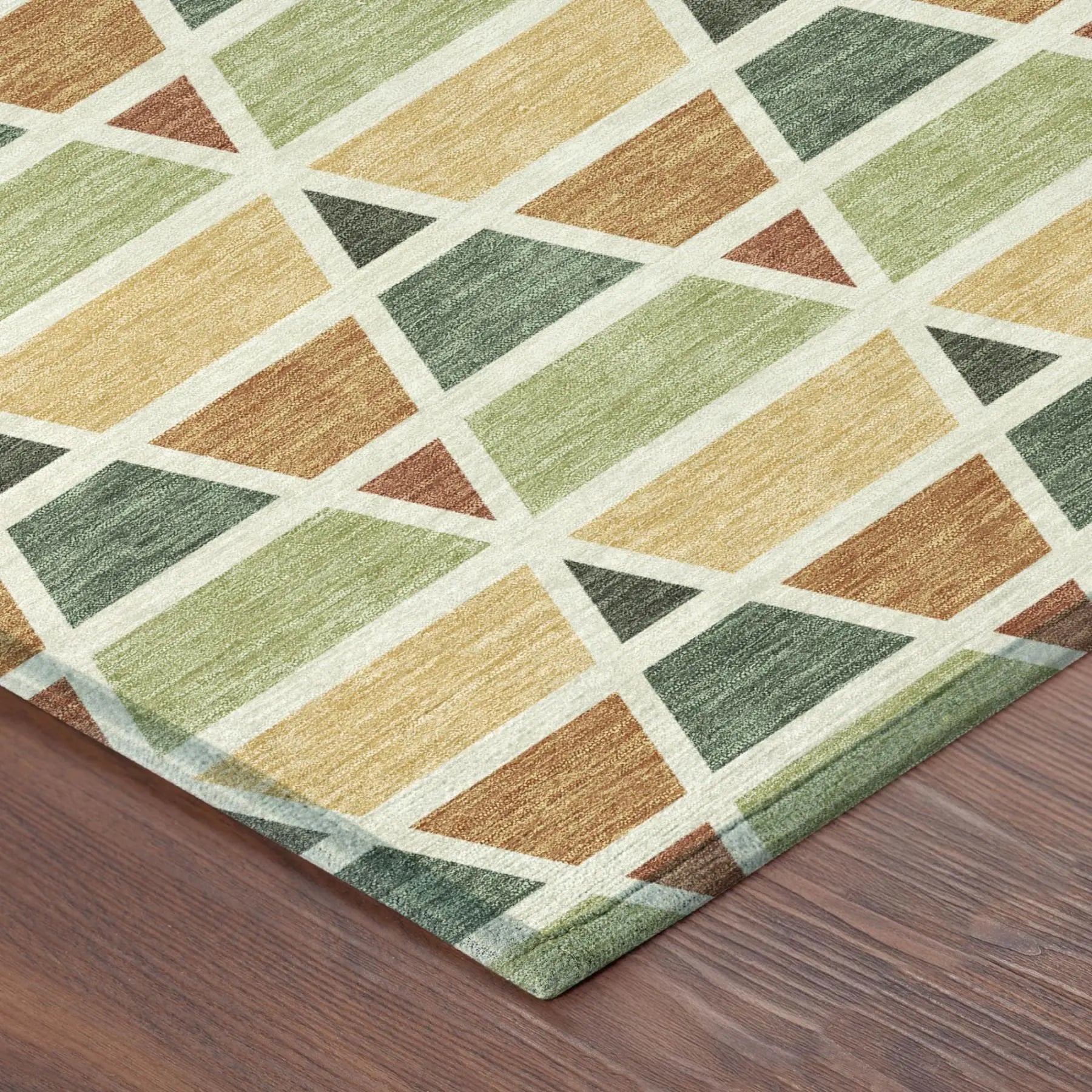 10' X 14' Fern Green And Green Geometric Washable Indoor Outdoor Area Rug Homeroots Outdoor