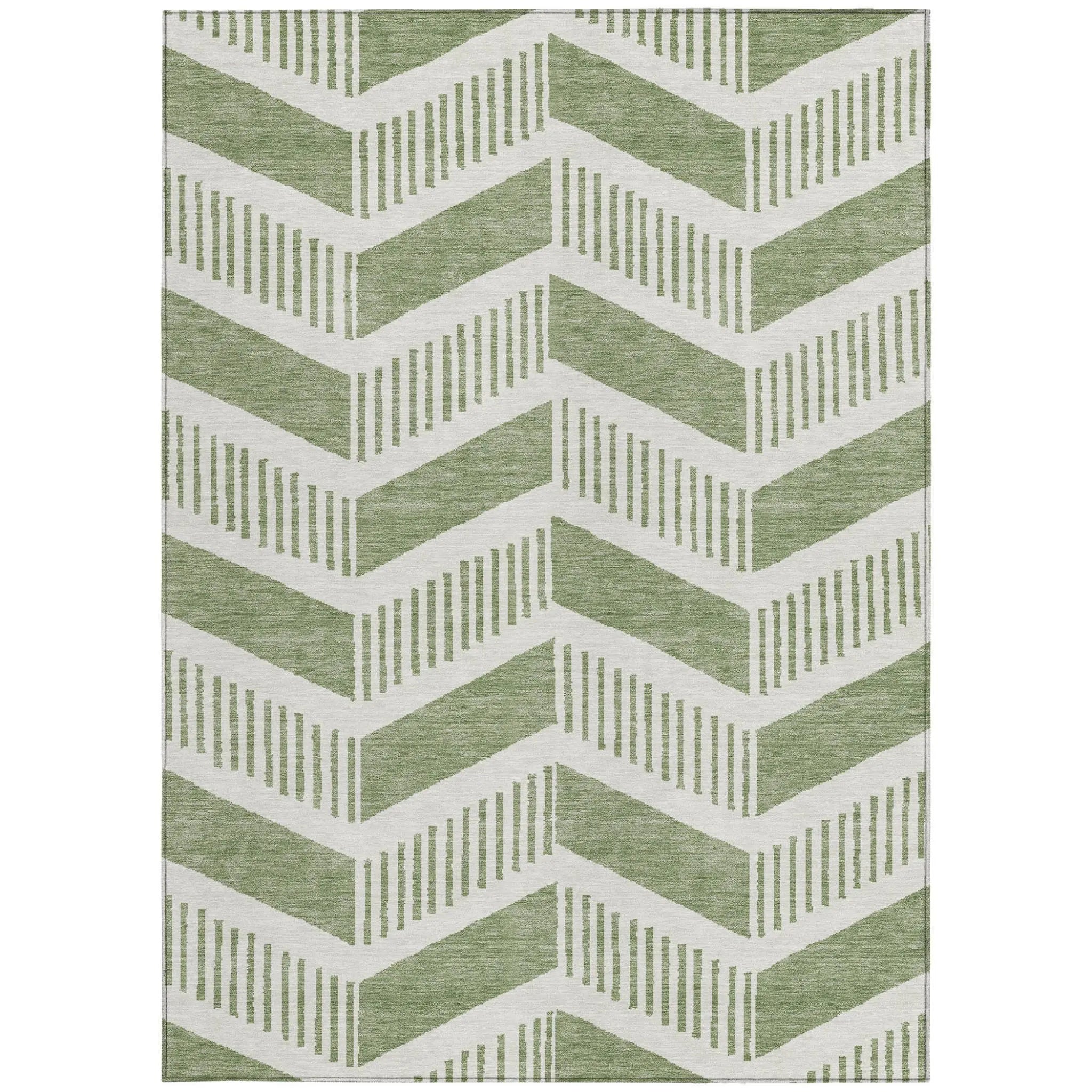 10' X 14' Fern Green And Green Geometric Washable Indoor Outdoor Area Rug Homeroots Outdoor