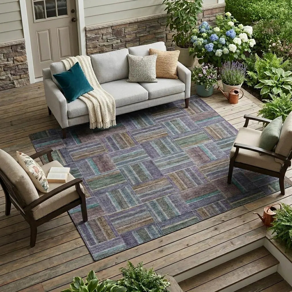 10' X 14' Fern Green And Green Geometric Washable Indoor Outdoor Area Rug Homeroots Outdoor