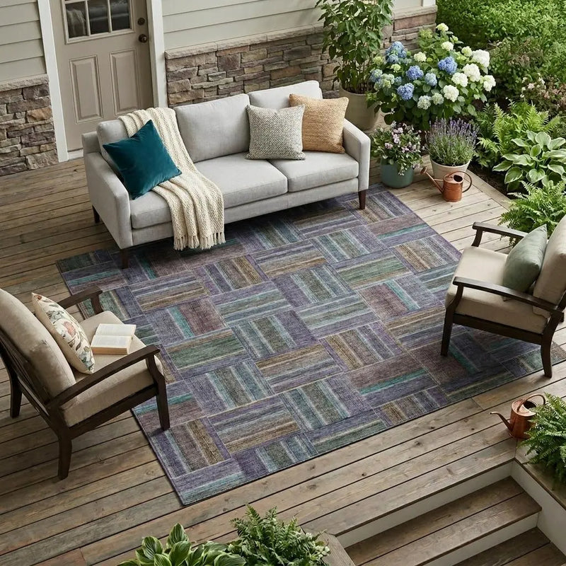 10' X 14' Fern Green And Green Geometric Washable Indoor Outdoor Area Rug Homeroots Outdoor