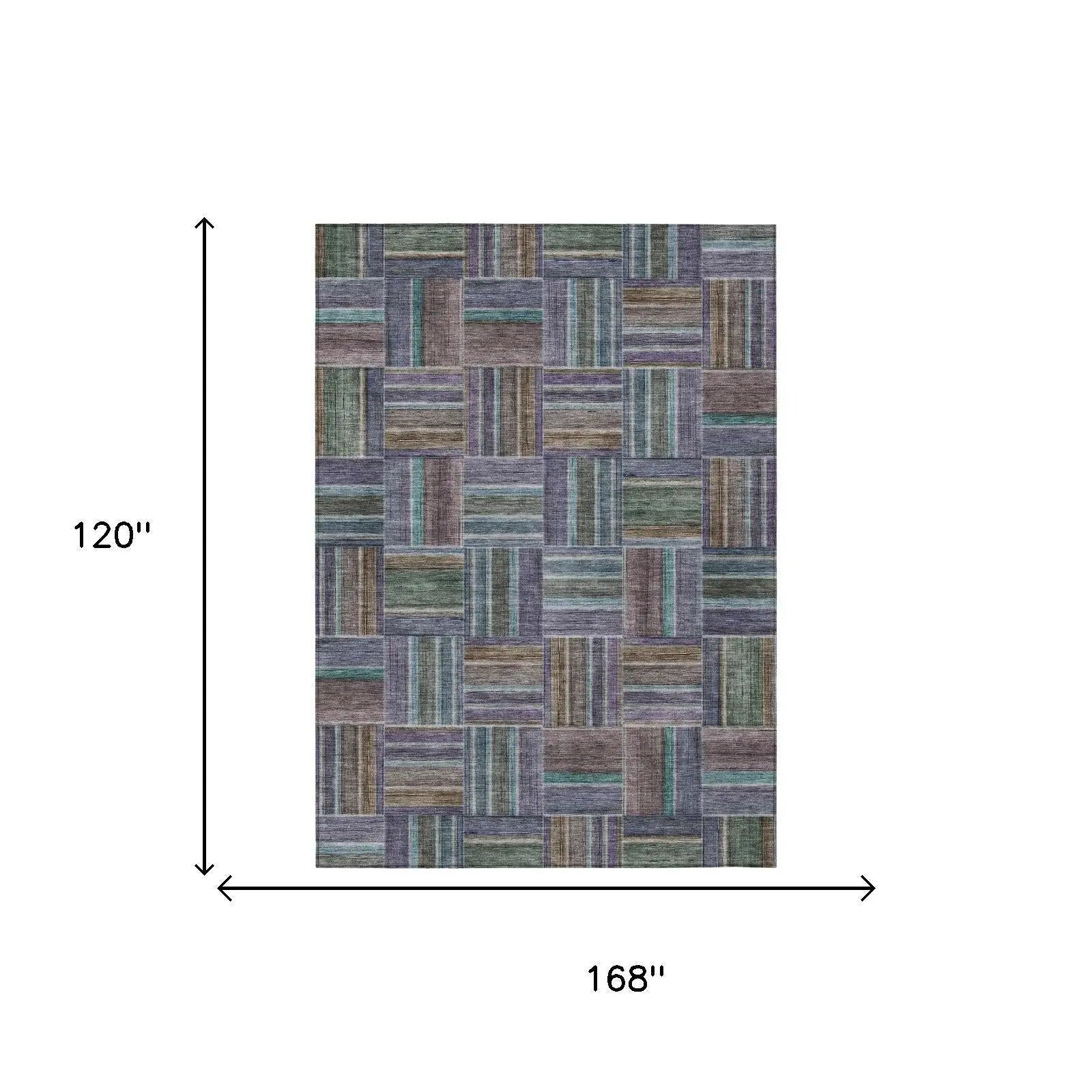 10' X 14' Fern Green And Green Geometric Washable Indoor Outdoor Area Rug Homeroots Outdoor