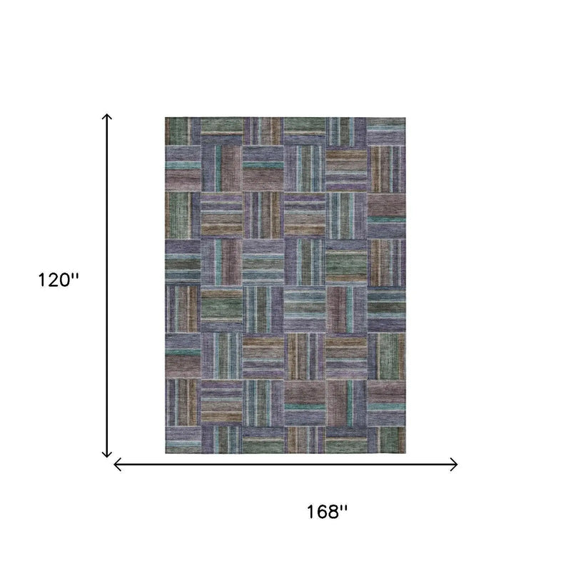 10' X 14' Fern Green And Green Geometric Washable Indoor Outdoor Area Rug Homeroots Outdoor