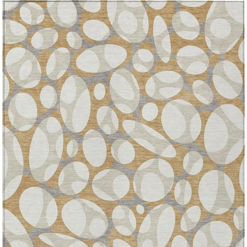 10' X 14' Gold And Beige Abstract Washable Indoor Outdoor Area Rug Homeroots Outdoor