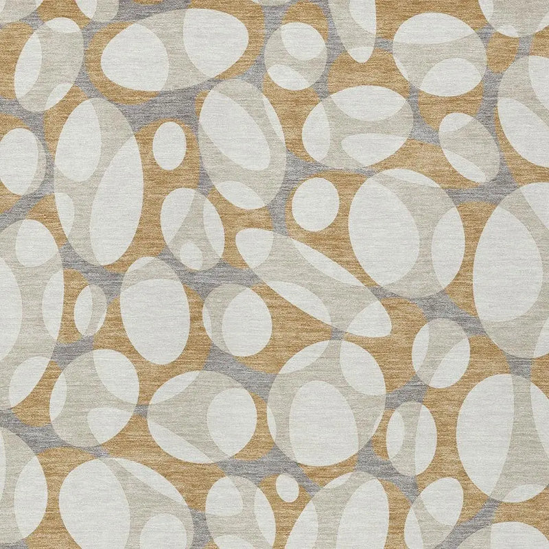 10' X 14' Gold And Beige Abstract Washable Indoor Outdoor Area Rug Homeroots Outdoor