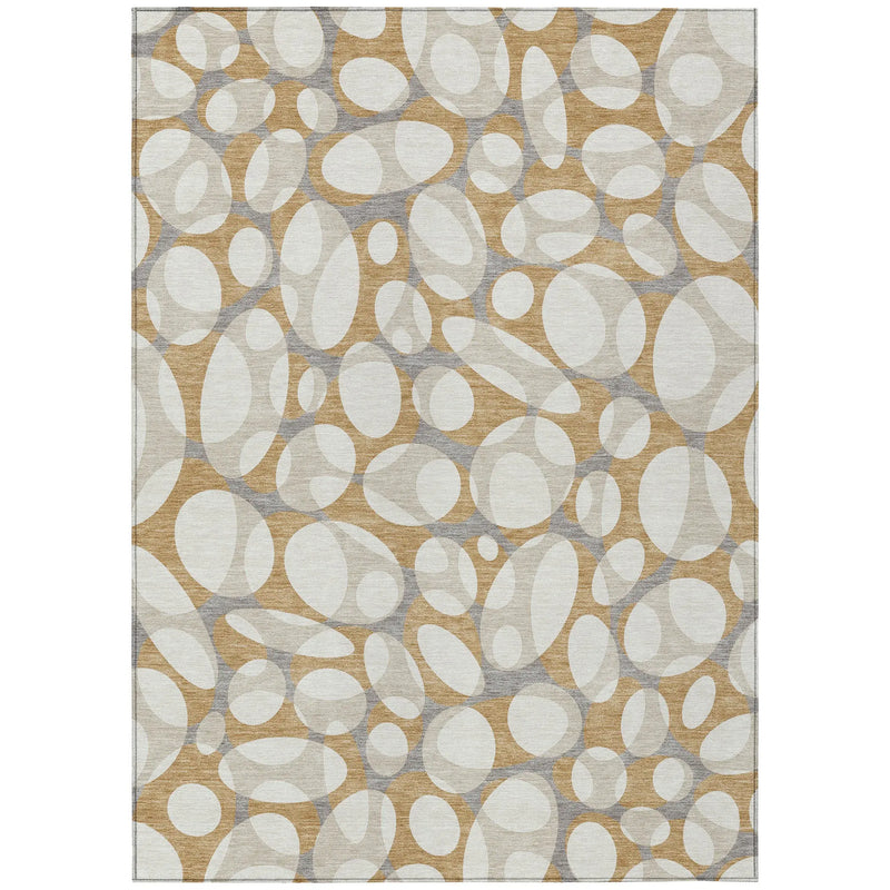 10' X 14' Gold And Beige Abstract Washable Indoor Outdoor Area Rug Homeroots Outdoor