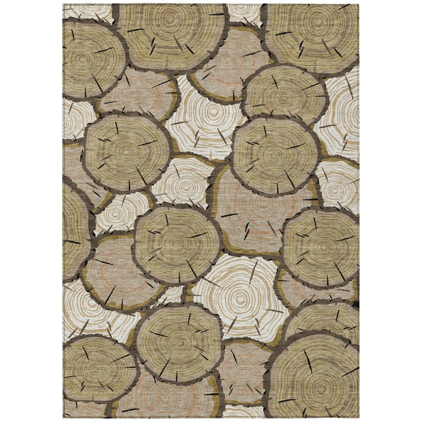 10' X 14' Gold And Beige Faux Bois Washable Indoor Outdoor Area Rug Homeroots Outdoor