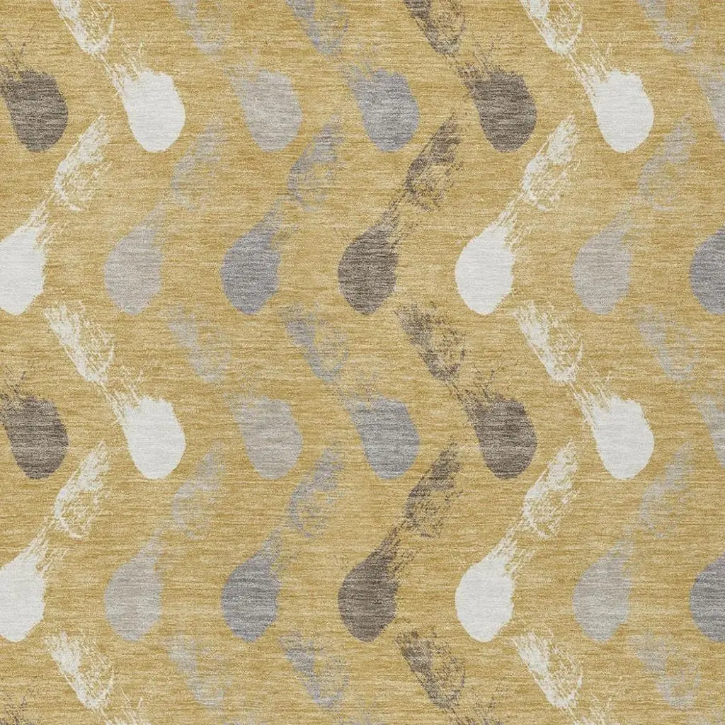 10' X 14' Gold And Beige Geometric Washable Indoor Outdoor Area Rug Homeroots Outdoor