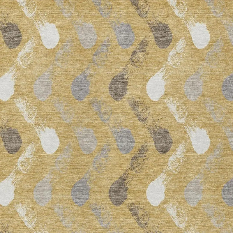 10' X 14' Gold And Beige Geometric Washable Indoor Outdoor Area Rug Homeroots Outdoor