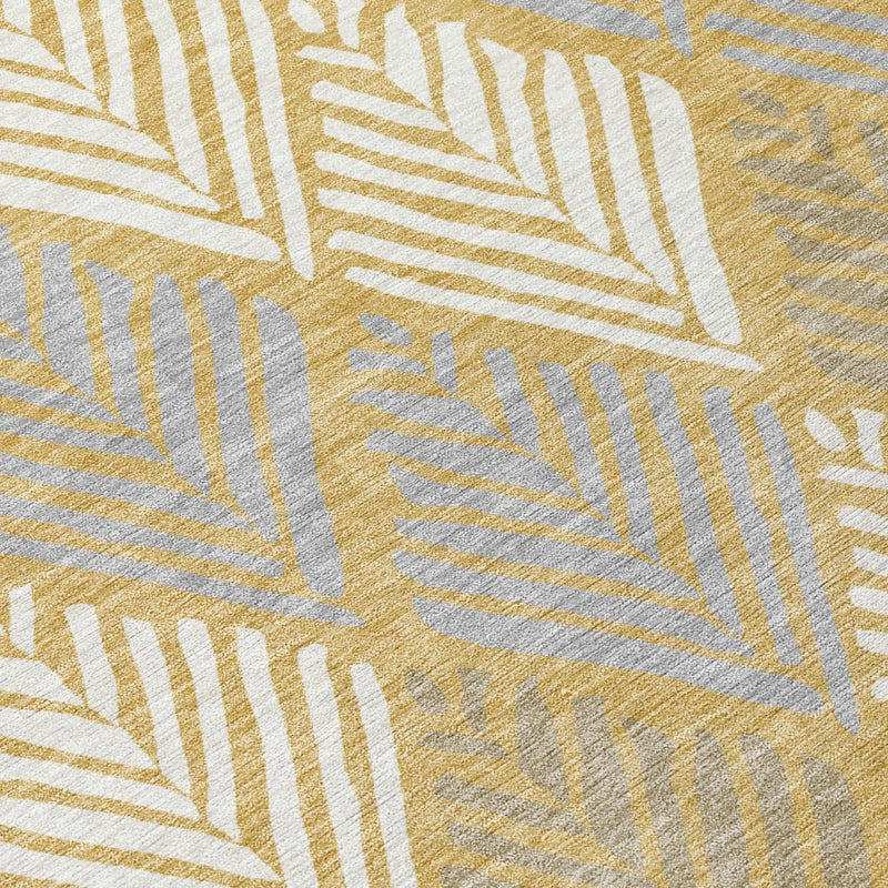 10' X 14' Gold And Beige Geometric Washable Indoor Outdoor Area Rug Homeroots Outdoor