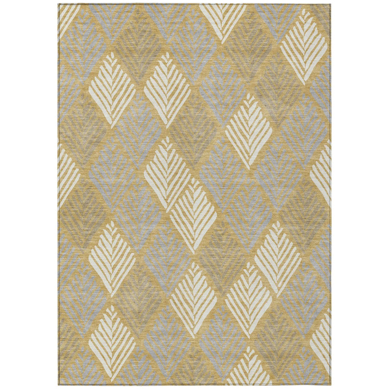 10' X 14' Gold And Beige Geometric Washable Indoor Outdoor Area Rug Homeroots Outdoor