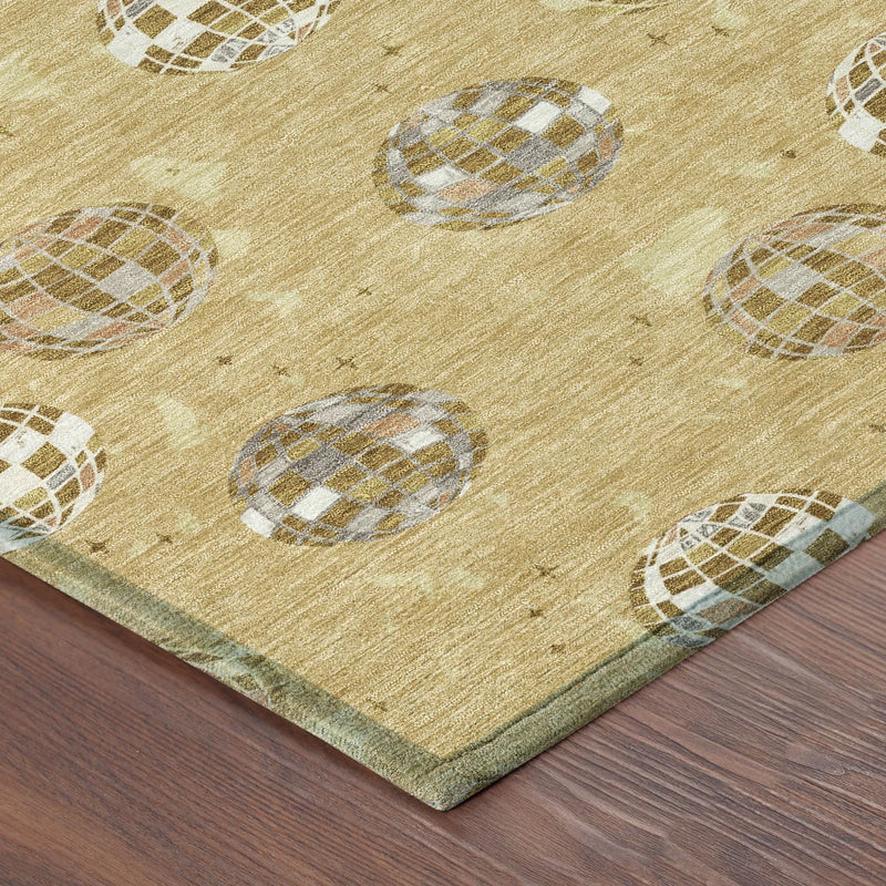 10' X 14' Gold And Blue Geometric Washable Indoor Outdoor Area Rug Homeroots Outdoor