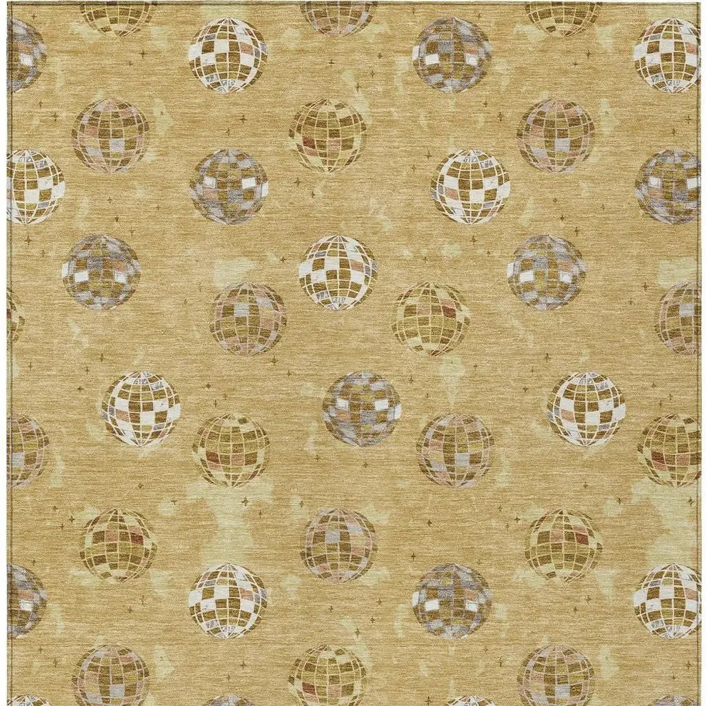 10' X 14' Gold And Blue Geometric Washable Indoor Outdoor Area Rug Homeroots Outdoor