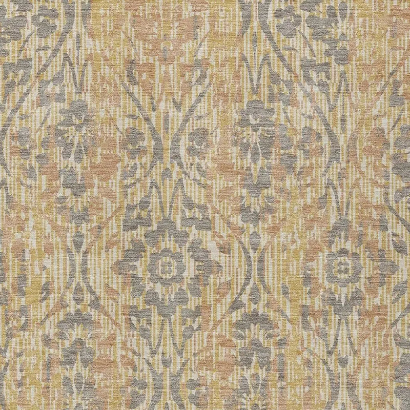 10' X 14' Gold And Brown Damask Washable Indoor Outdoor Area Rug Homeroots Outdoor