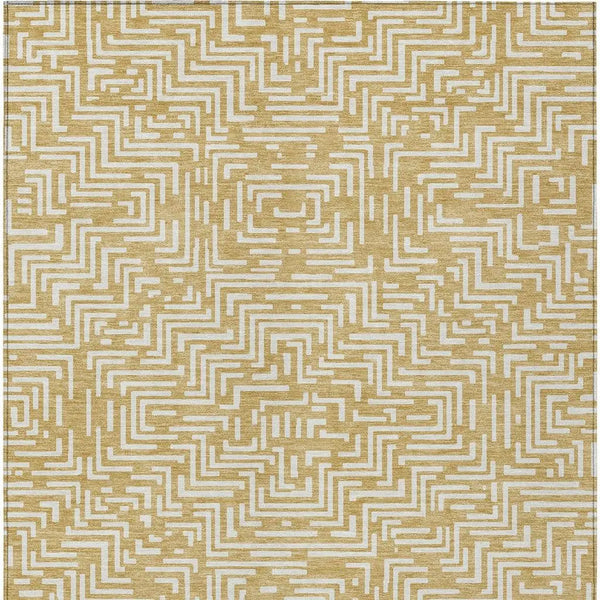 10' X 14' Gold And Brown Geometric Washable Indoor Outdoor Area Rug Homeroots Outdoor