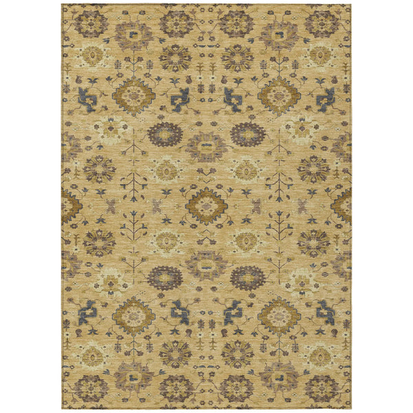 10' X 14' Gold And Brown Geometric Washable Indoor Outdoor Area Rug Homeroots Outdoor