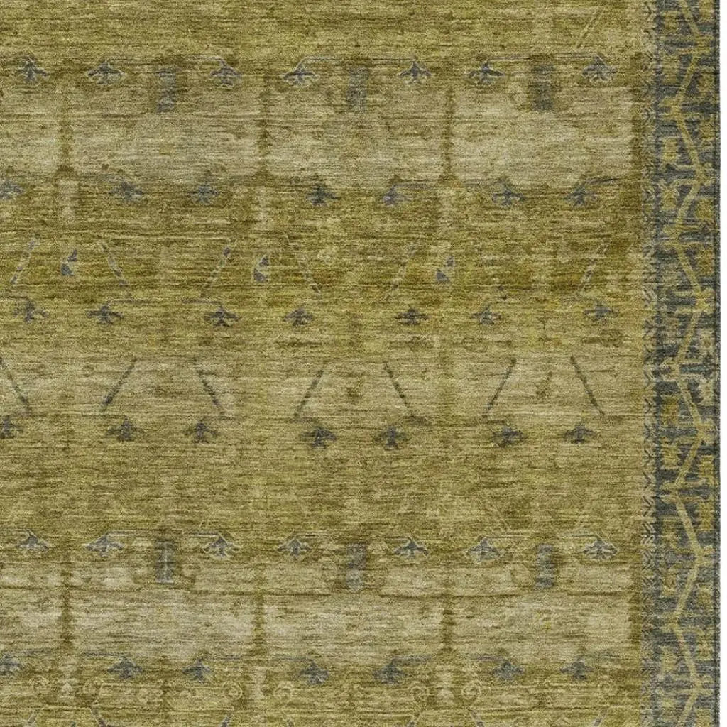 10' X 14' Gold And Brown Tribal Washable Indoor Outdoor Area Rug Homeroots Outdoor