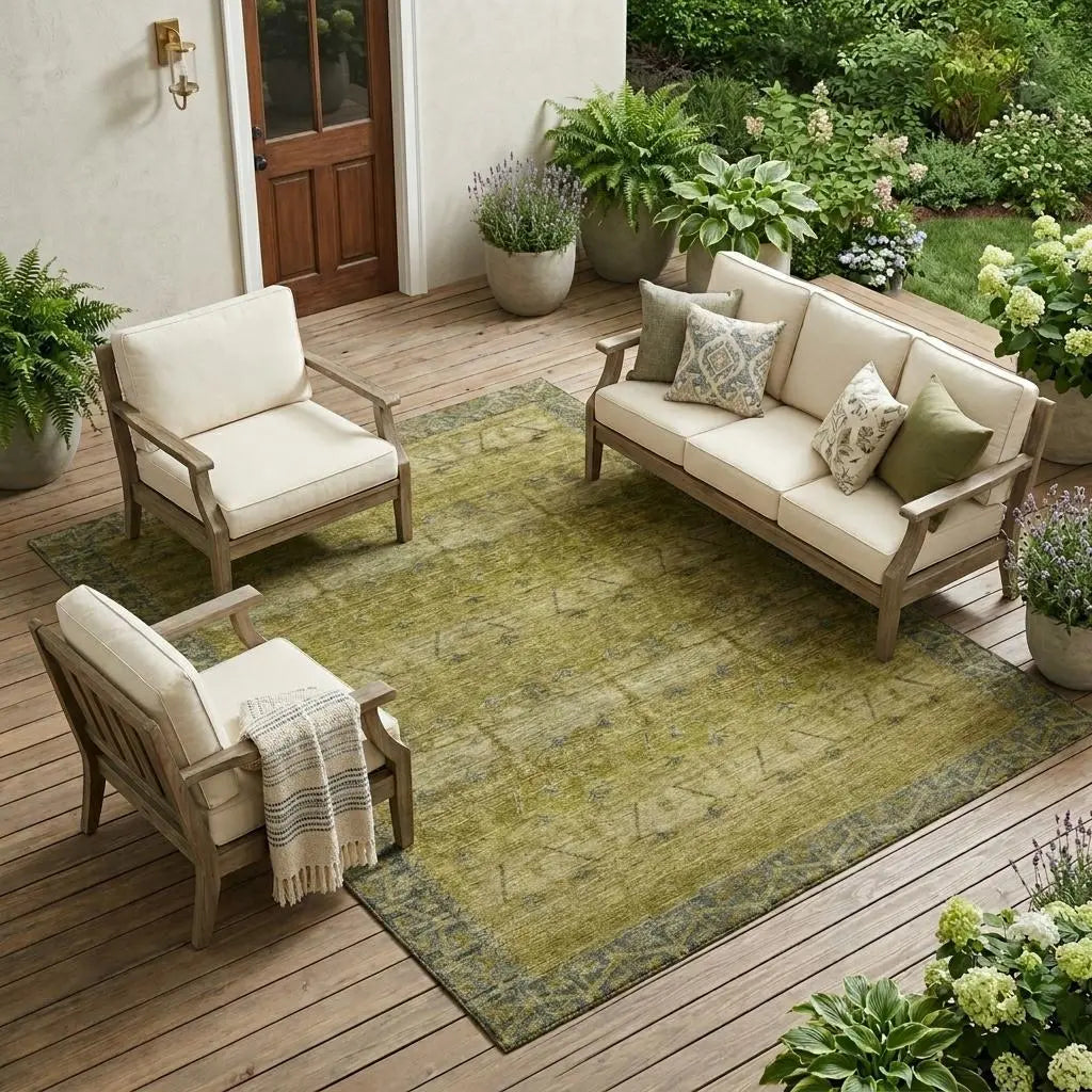10' X 14' Gold And Brown Tribal Washable Indoor Outdoor Area Rug Homeroots Outdoor
