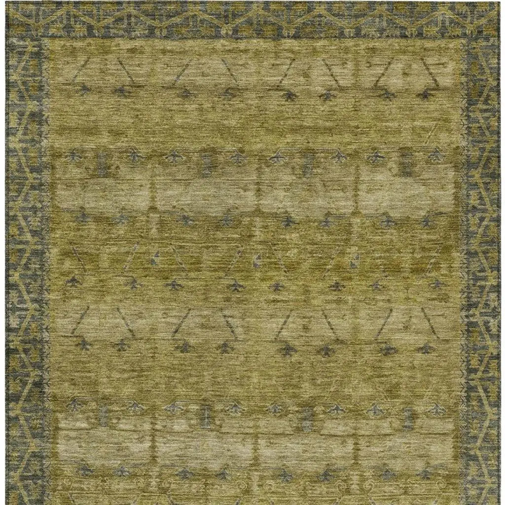 10' X 14' Gold And Brown Tribal Washable Indoor Outdoor Area Rug Homeroots Outdoor