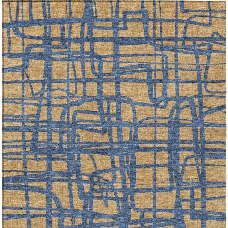 10' X 14' Gold And Copper Abstract Washable Indoor Outdoor Area Rug Homeroots Outdoor