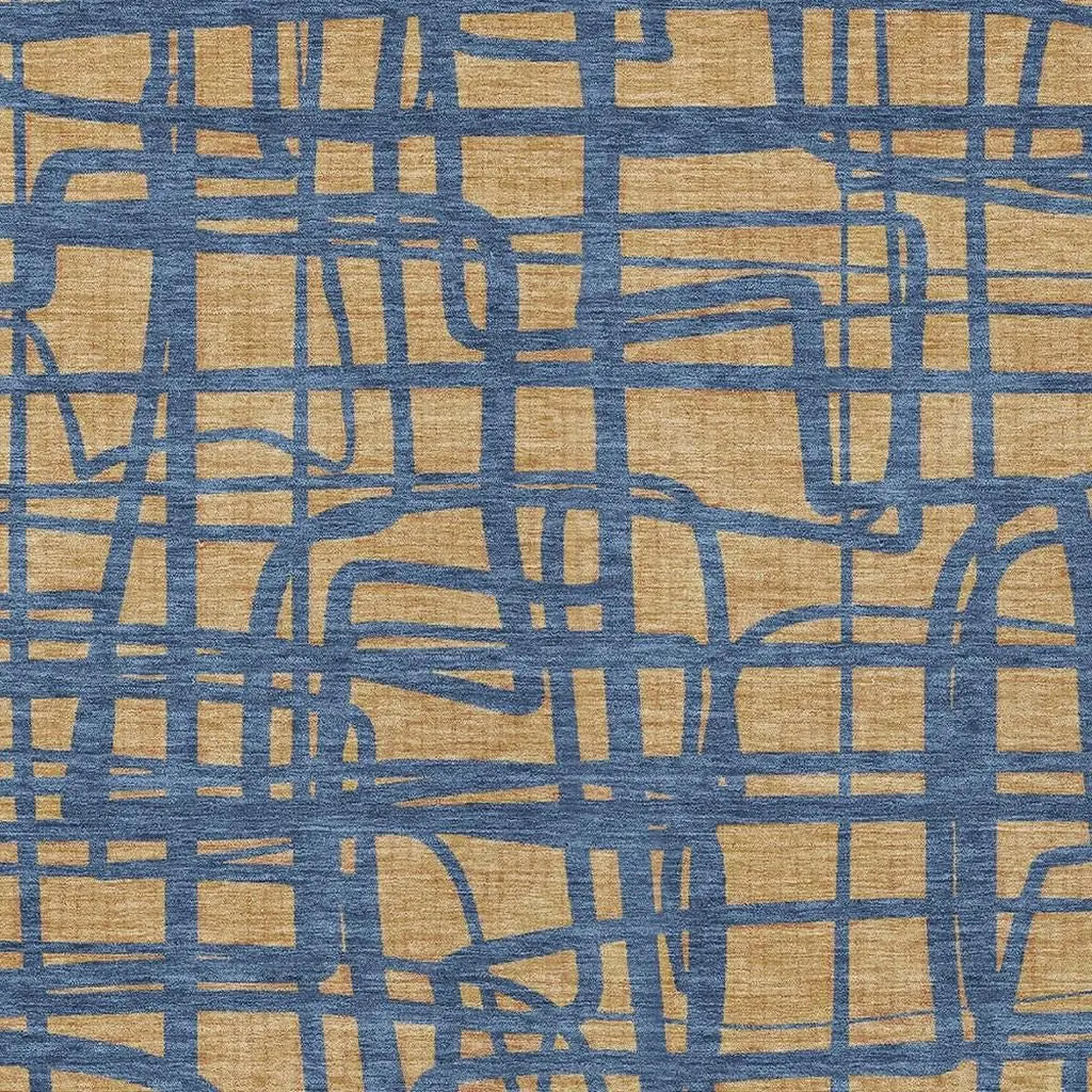 10' X 14' Gold And Copper Abstract Washable Indoor Outdoor Area Rug Homeroots Outdoor