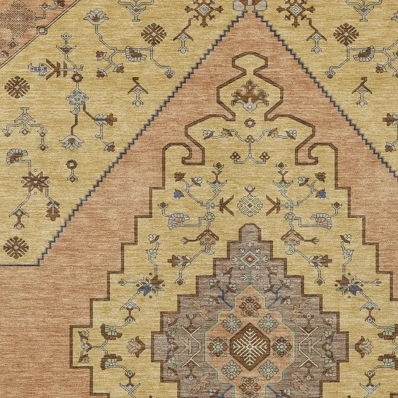 10' X 14' Gold And Copper Geometric Washable Indoor Outdoor Area Rug Homeroots Outdoor