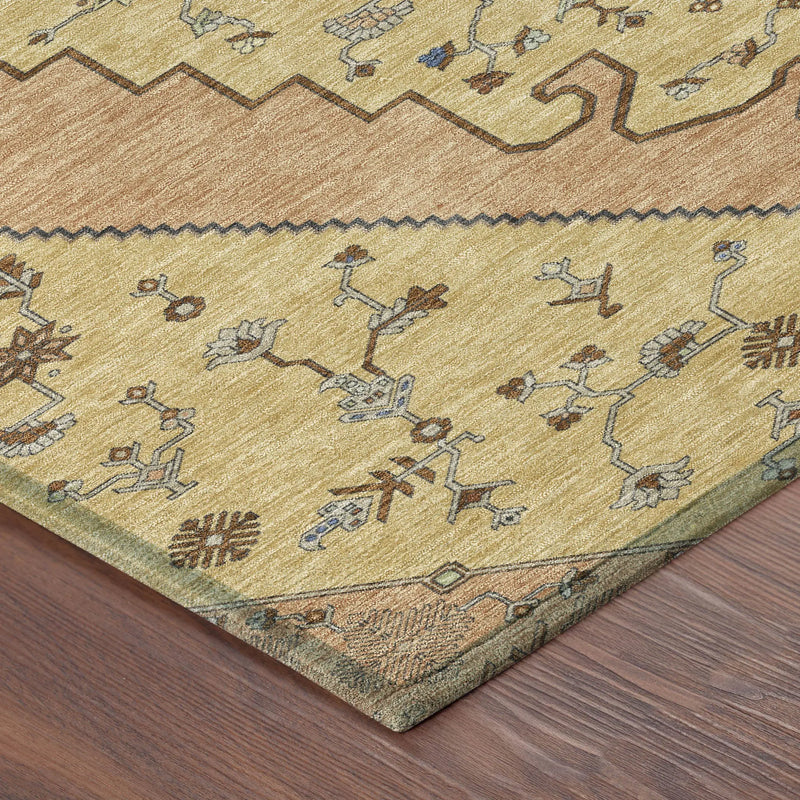 10' X 14' Gold And Copper Geometric Washable Indoor Outdoor Area Rug Homeroots Outdoor