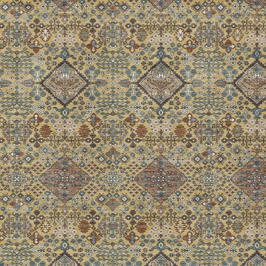 10' X 14' Gold And Copper Geometric Washable Indoor Outdoor Area Rug Homeroots Outdoor