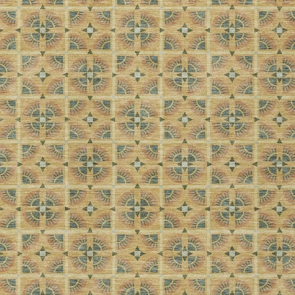 10' X 14' Gold And Copper Geometric Washable Indoor Outdoor Area Rug Homeroots Outdoor