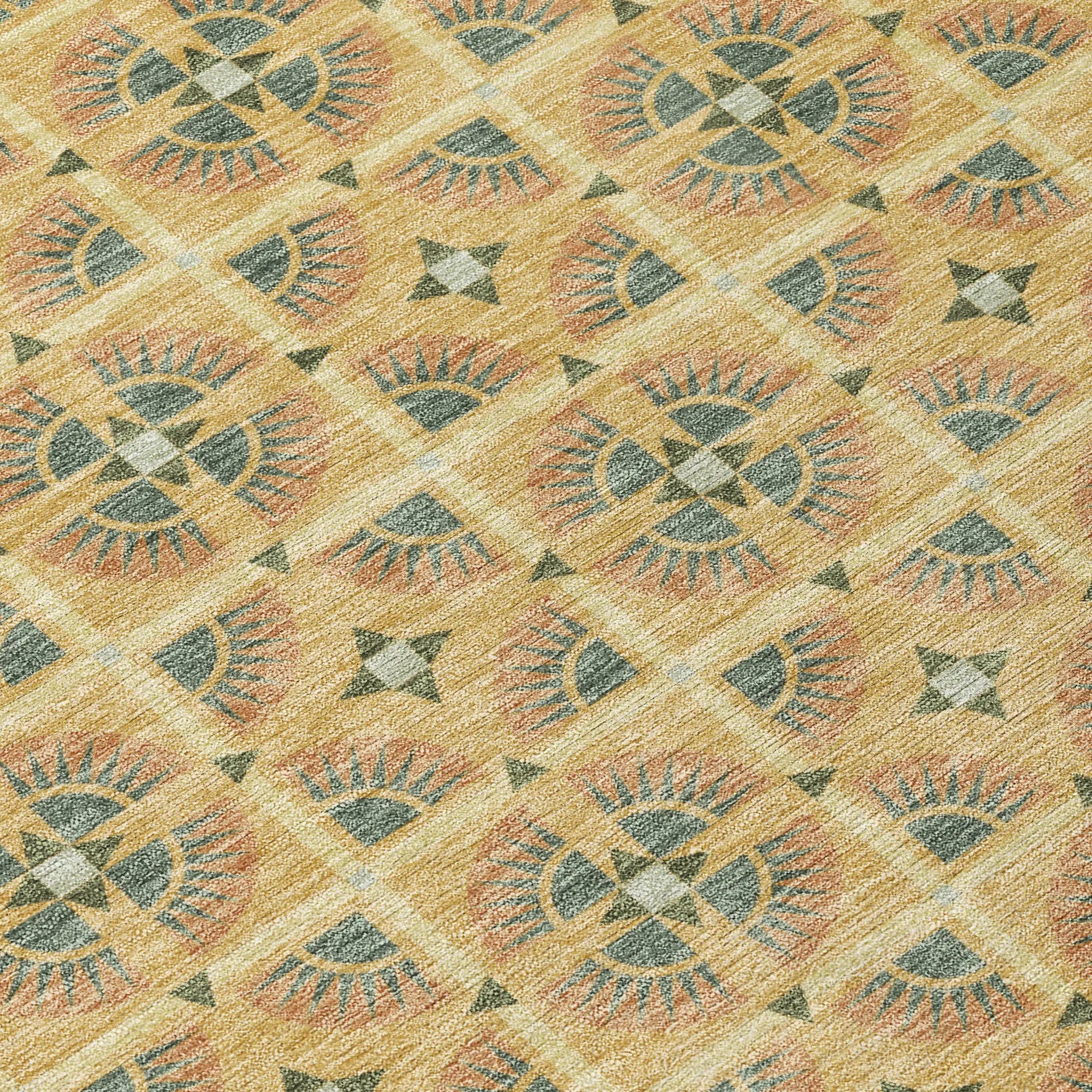 10' X 14' Gold And Copper Geometric Washable Indoor Outdoor Area Rug Homeroots Outdoor