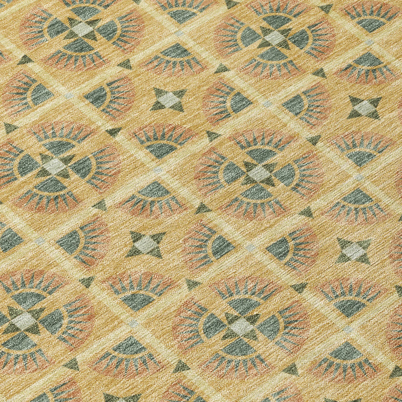 10' X 14' Gold And Copper Geometric Washable Indoor Outdoor Area Rug Homeroots Outdoor