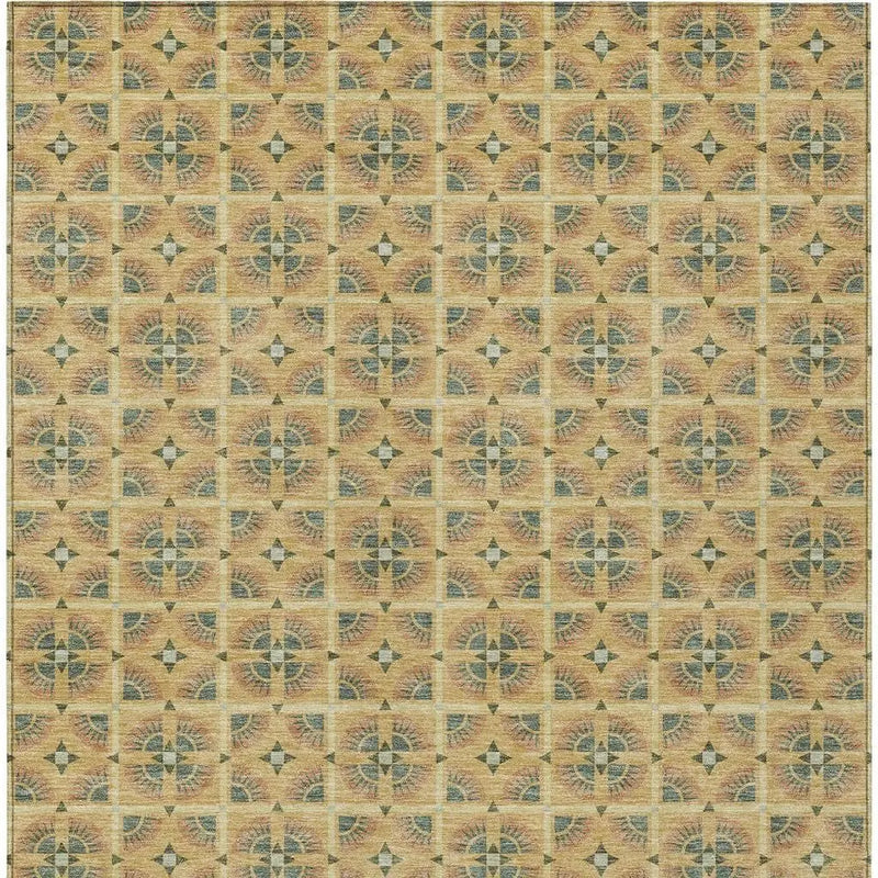 10' X 14' Gold And Copper Geometric Washable Indoor Outdoor Area Rug Homeroots Outdoor