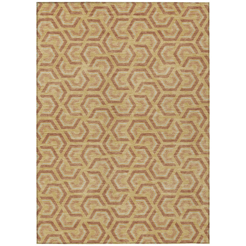 10' X 14' Gold And Copper Geometric Washable Indoor Outdoor Area Rug Homeroots Outdoor