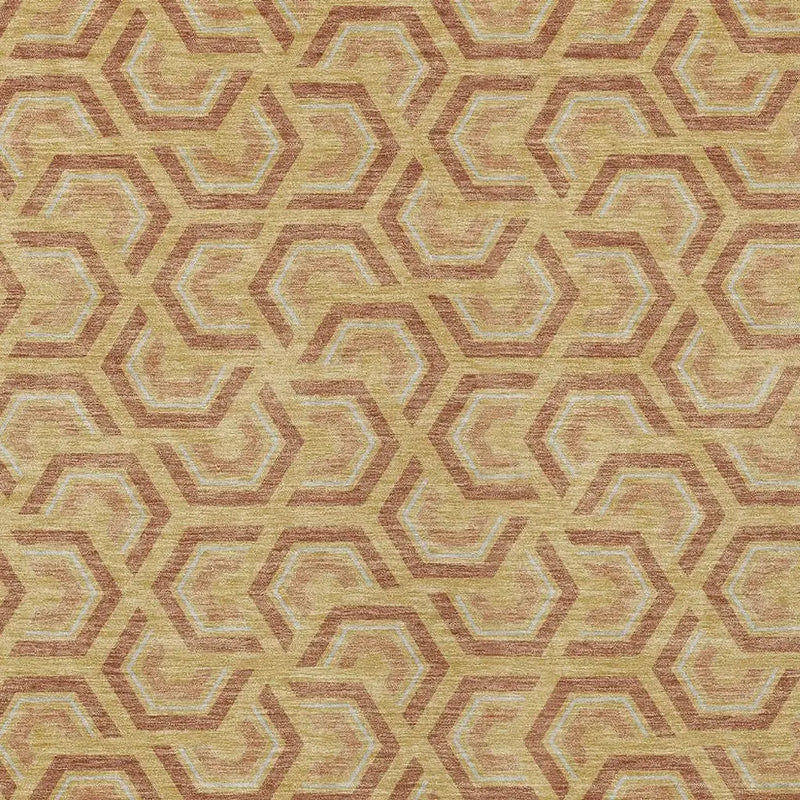10' X 14' Gold And Copper Geometric Washable Indoor Outdoor Area Rug Homeroots Outdoor