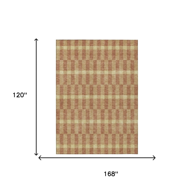 10' X 14' Gold And Copper Geometric Washable Indoor Outdoor Area Rug Homeroots Outdoor