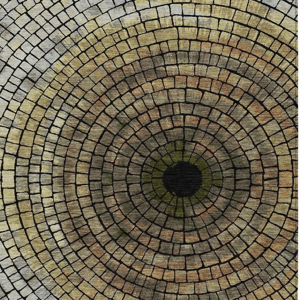 10' X 14' Gold And Gray Geometric Washable Indoor Outdoor Area Rug Homeroots Outdoor