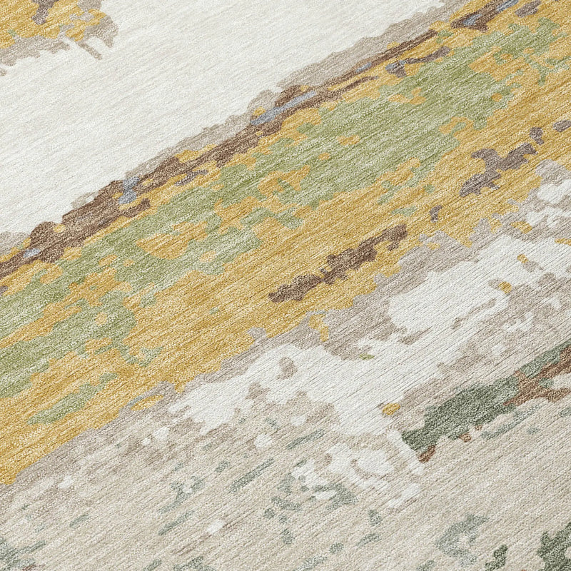 10' X 14' Gold And Ivory Abstract Washable Indoor Outdoor Area Rug Homeroots Outdoor
