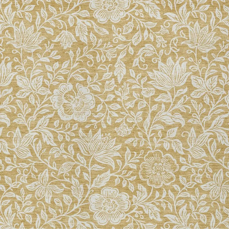 10' X 14' Gold And Ivory Floral Washable Indoor Outdoor Area Rug Homeroots Outdoor