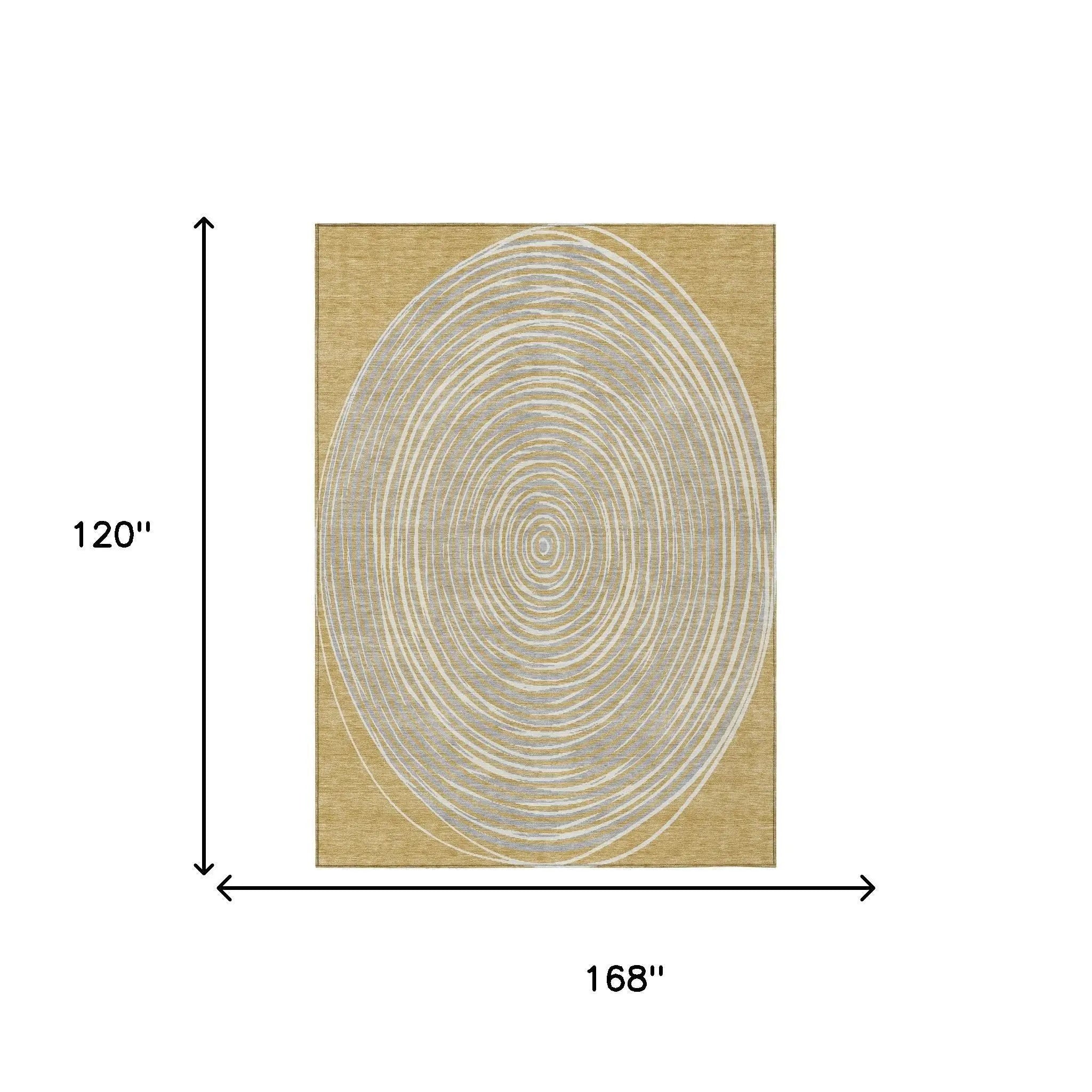 10' X 14' Gold And Ivory Geometric Washable Indoor Outdoor Area Rug Homeroots Outdoor