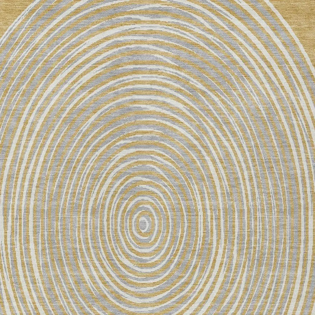 10' X 14' Gold And Ivory Geometric Washable Indoor Outdoor Area Rug Homeroots Outdoor