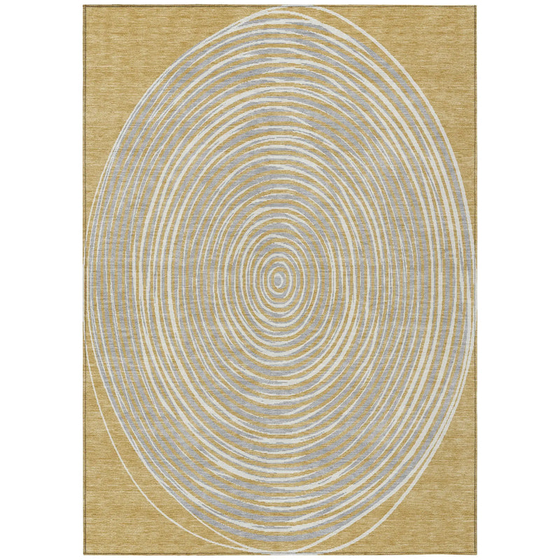10' X 14' Gold And Ivory Geometric Washable Indoor Outdoor Area Rug Homeroots Outdoor