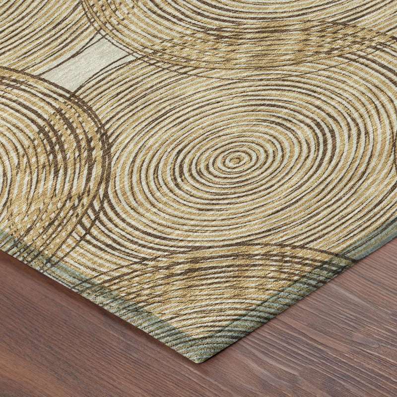 10' X 14' Gold And Ivory Geometric Washable Indoor Outdoor Area Rug Homeroots Outdoor