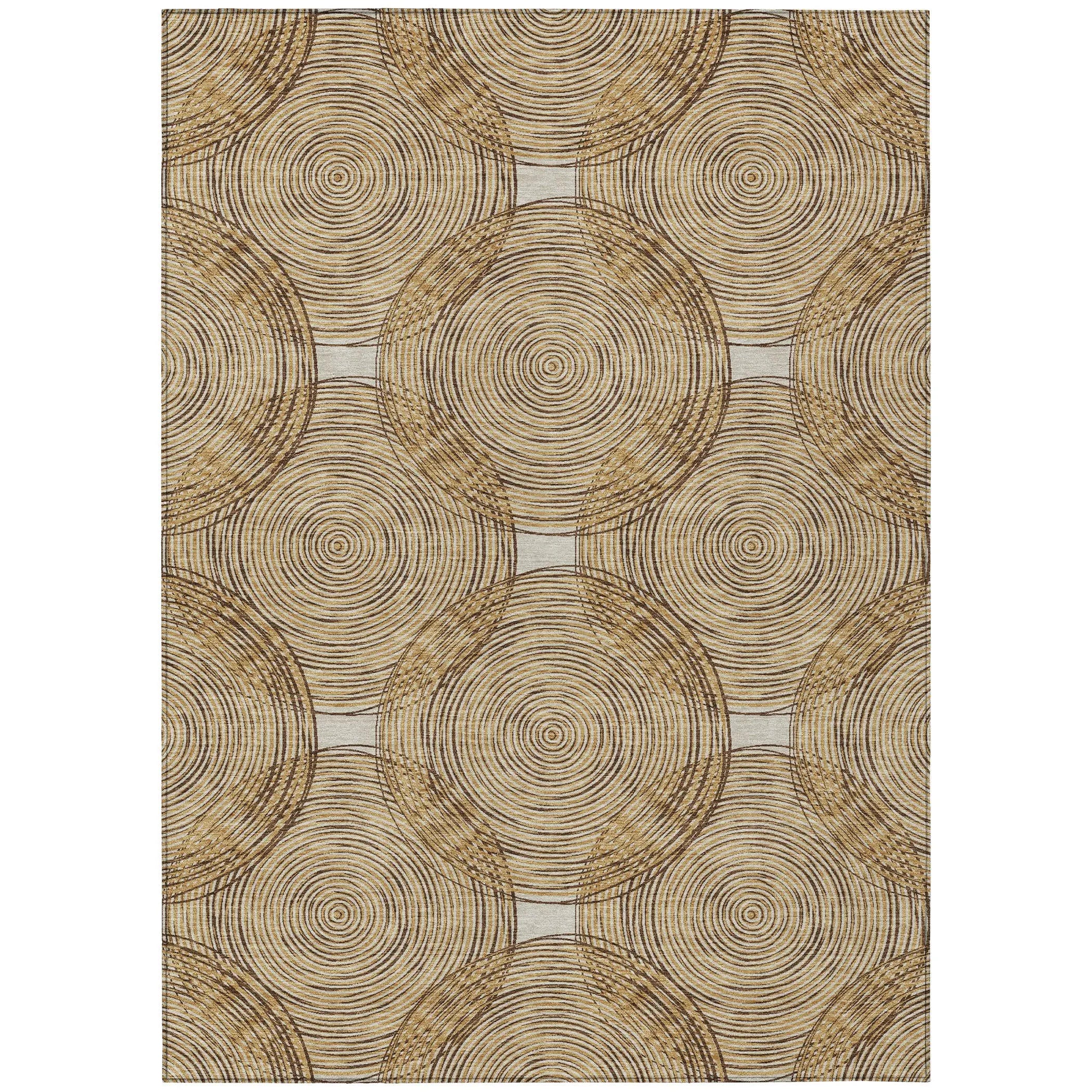 10' X 14' Gold And Ivory Geometric Washable Indoor Outdoor Area Rug Homeroots Outdoor